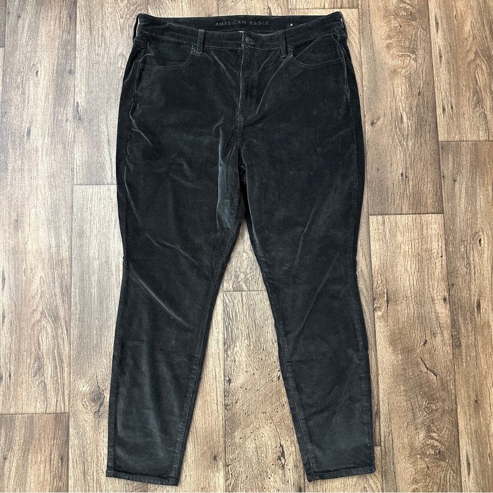 American Eagle Stretch Corduroy Pants Women's Size 18 Regular Black